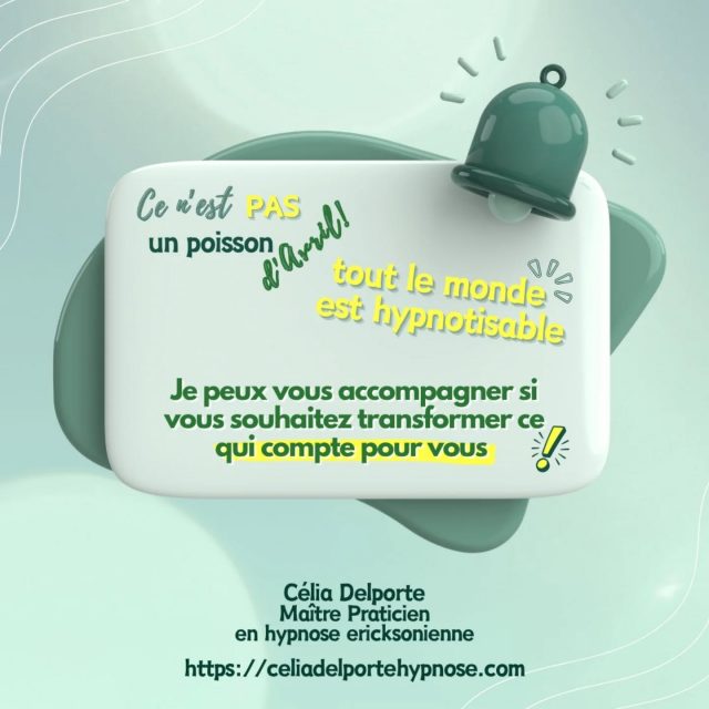 Ce n'est pas un poisson d'avril 😉
#hypnoseericksonienne 
#dėveloppementpersonnel
#bienetre
#therapiebreve
#hypnosedependance