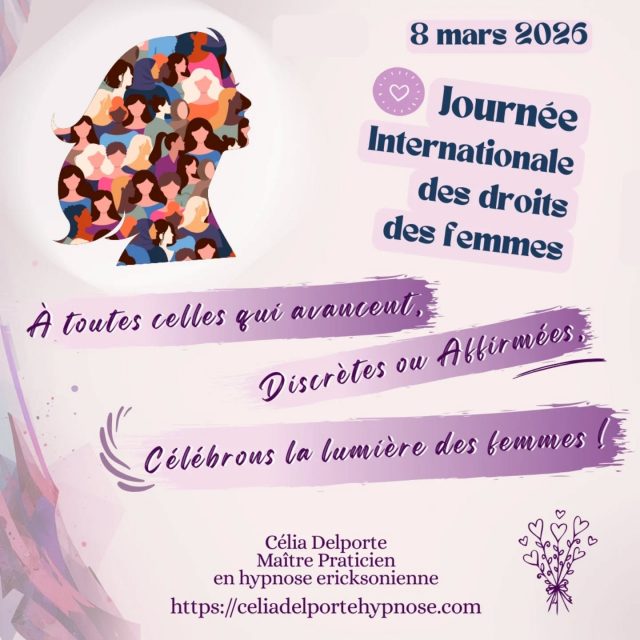 Journée internationale de droits de la femme 💐
#hypnoseericksonienne 
#dėveloppementpersonnel
#bienetre
#therapiebreve
#hypnosedependance